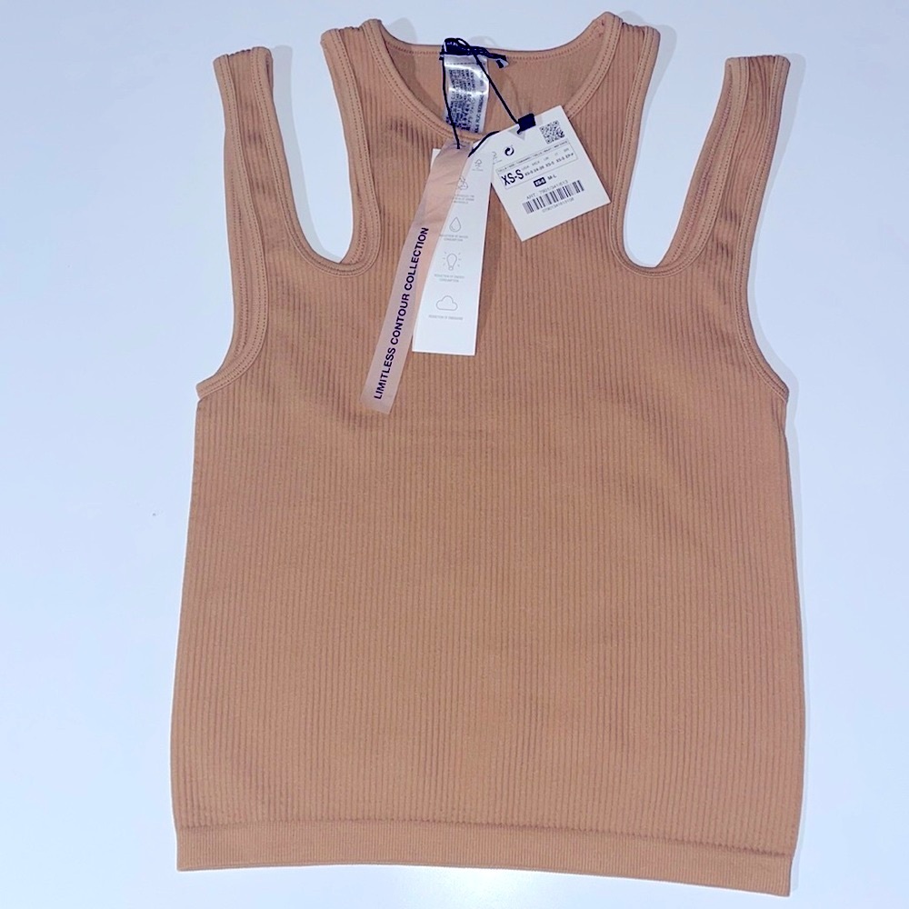 ZARA SEAMLESS CUT OUT TOP - SIZE XS-S  TAN COLOR - Picture 5 of 5